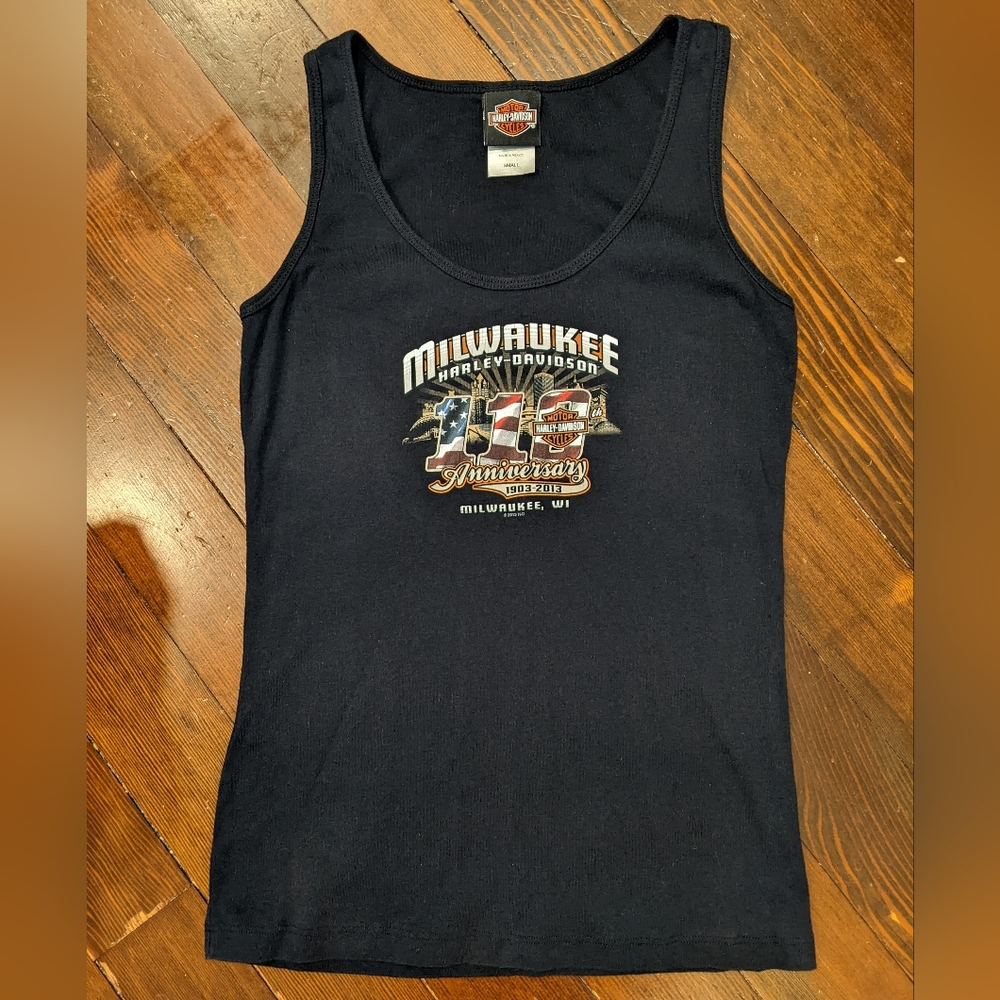 EUC - Small - Harley-Davidson - Black Tank Top - 110th Anniversary - Mil…